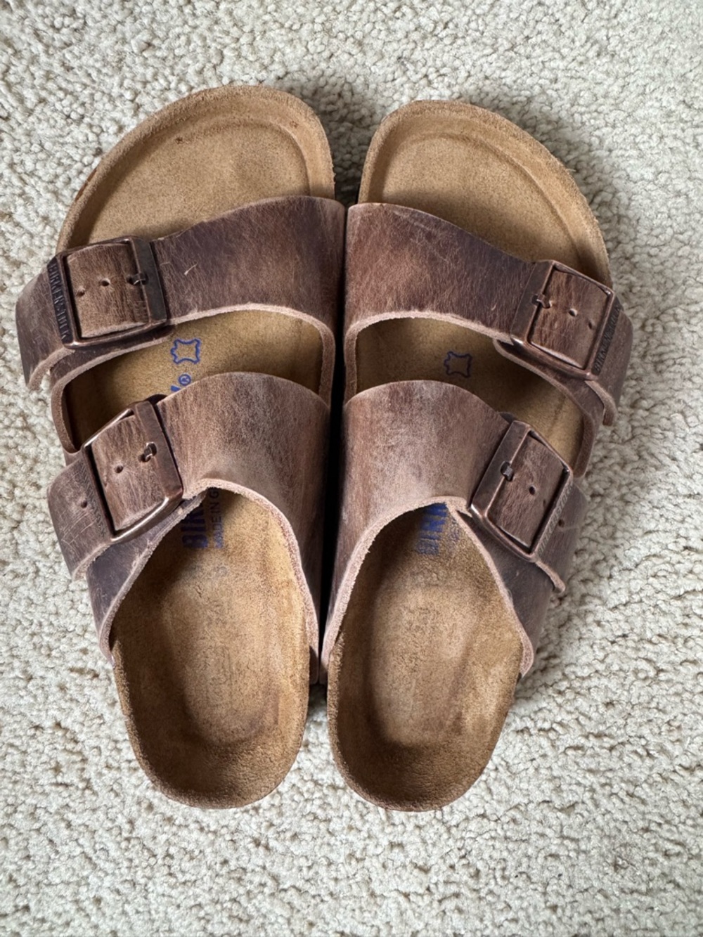 Birkenstock Tan Suede Two-Buckle Slide Sandals